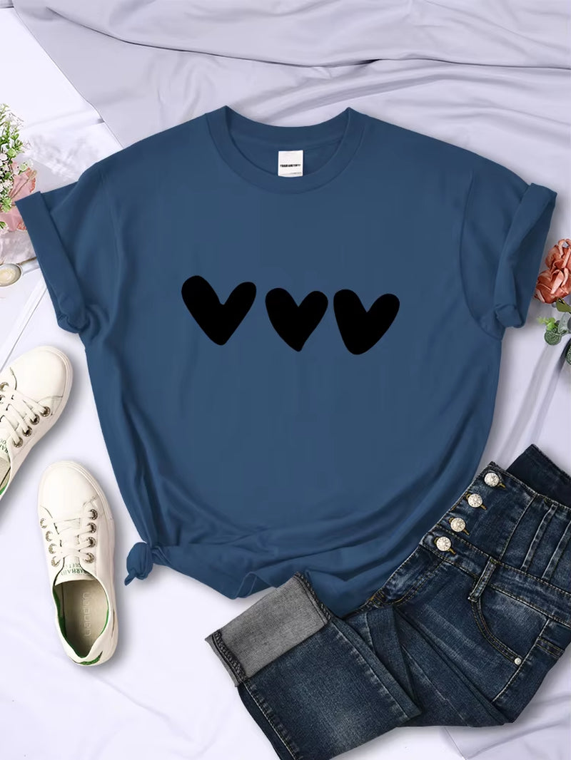 Black Heart Print T-Shirt