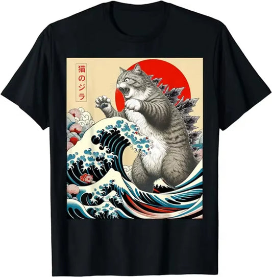 Catzilla Cat – Unleash the Fun with This Japanese Art T-Shirt!