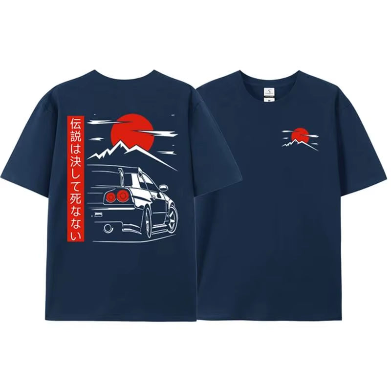 Japanese Style JDM GTR R34 Racing T-Shirt – Streetwear Oversized Cotton Tee