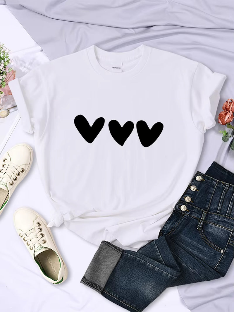 Black Heart Print T-Shirt