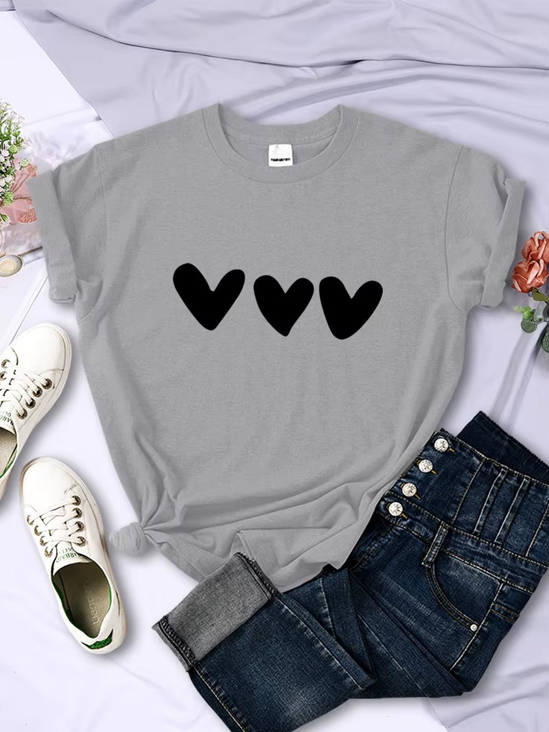 Black Heart Print T-Shirt