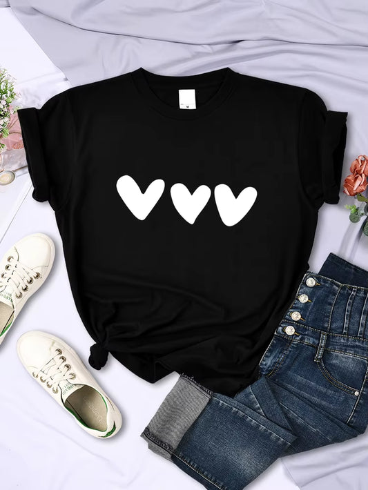 Black Heart Print T-Shirt