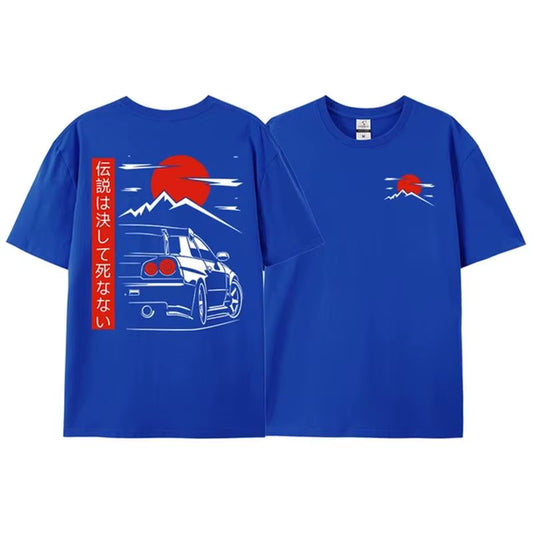 Japanese Style JDM GTR R34 Racing T-Shirt – Streetwear Oversized Cotton Tee